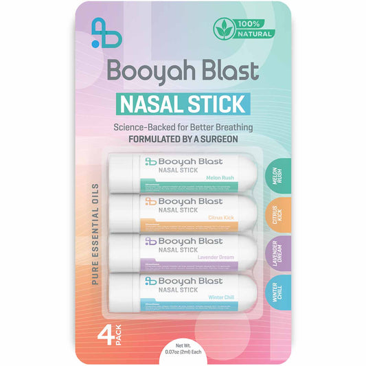 BOOYAH BLAST Nasal Stick, Nasal Inhaler Stick 4PK (Winter Chill, Citrus Kick, Lavender Dream, Melon Rush)